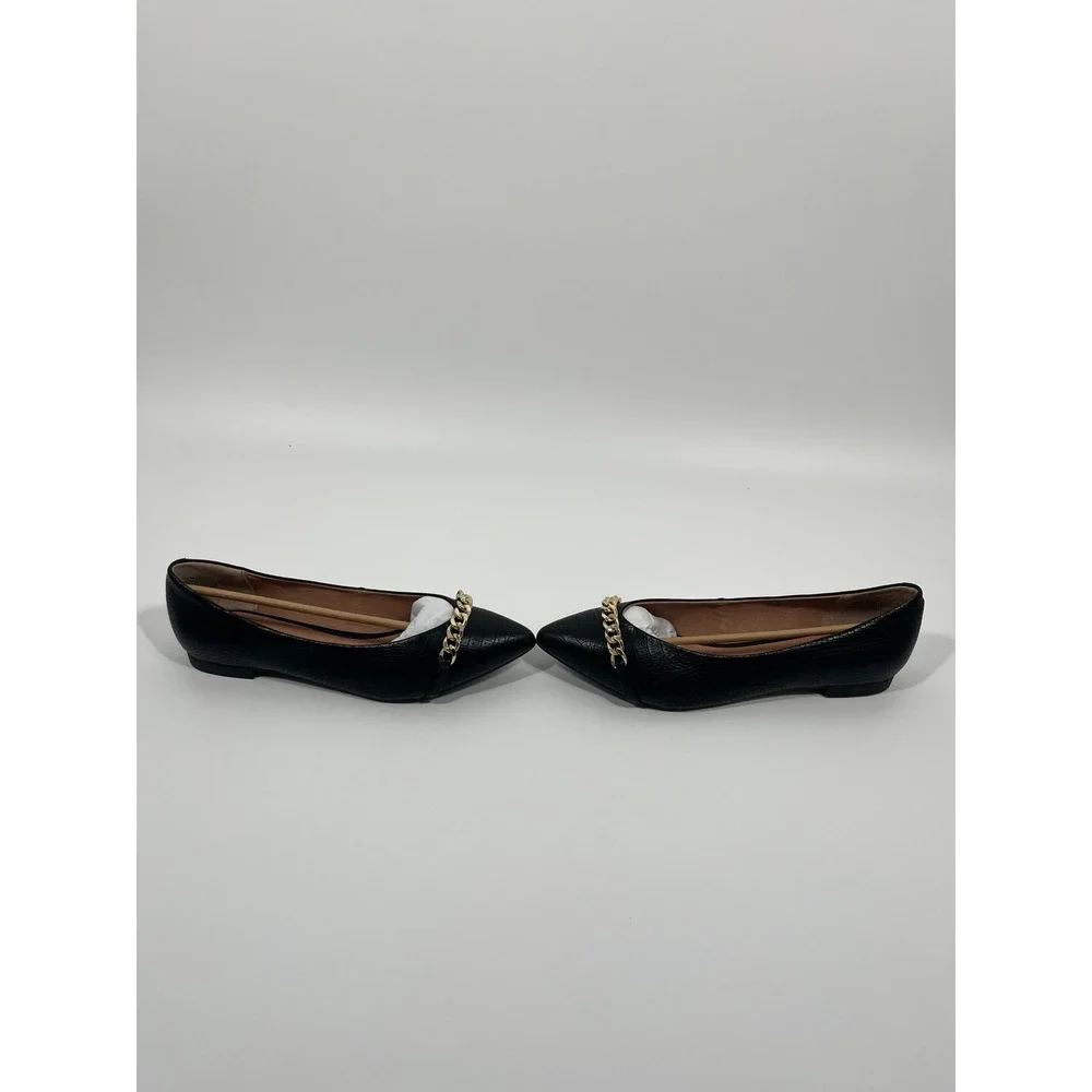 Womens Pointed Toe Flats 10.5 Black Chic Minimalist Capsule Office Euro Summer